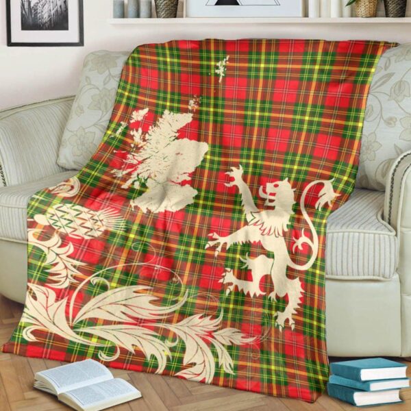 Leask Clan Blanket, Scottish Tartan Leask Clans Blanket Thistle Map Style - Image 4