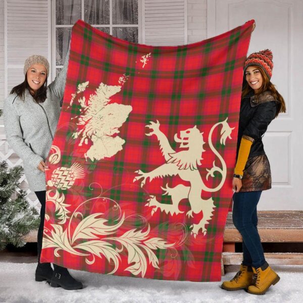 MacNab Modern Clan Blanket, Scottish Tartan MacNab Modern Clans Blanket Thistle Map Style - Image 2