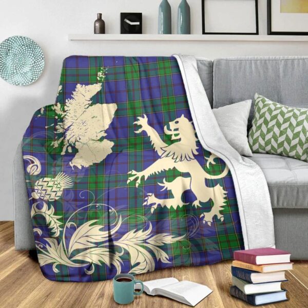 Strachan Clan Blanket, Scottish Tartan Strachan Clans Blanket Thistle Map Style - Image 3