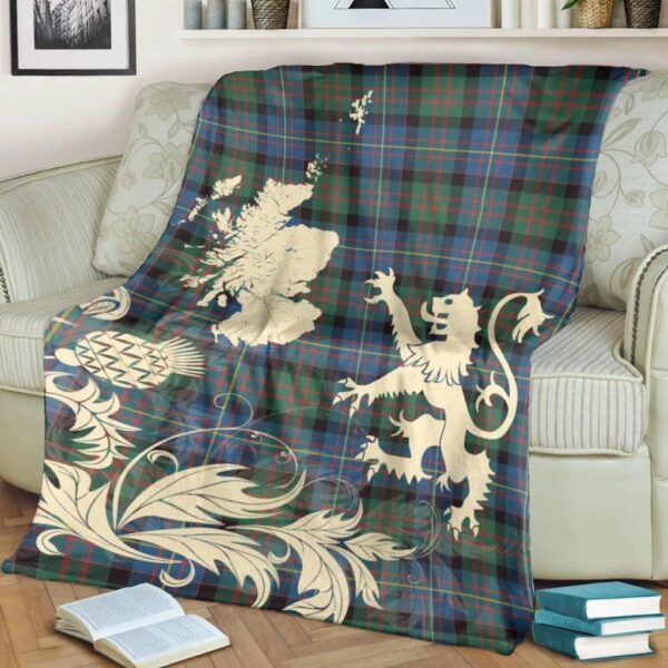 Cameron of Erracht Ancient Clan Blanket, Scottish Tartan Cameron of Erracht Ancient Clans Blanket Thistle Map Style - Image 4