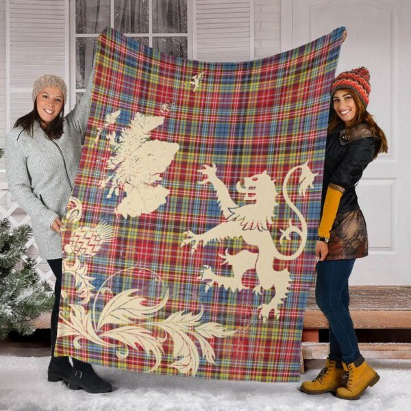 Drummond of Strathallan Clan Blanket, Scottish Tartan Drummond of Strathallan Clans Blanket Thistle Map Style - Image 2