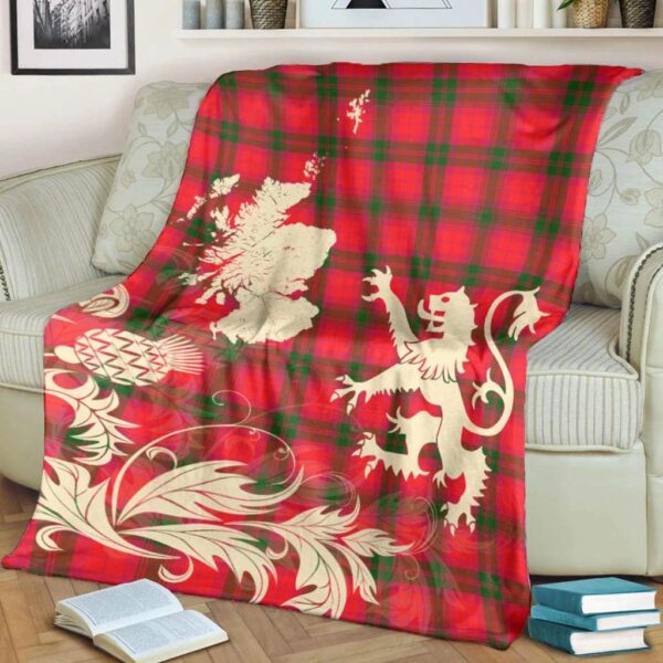 MacNab Modern Clan Blanket, Scottish Tartan MacNab Modern Clans Blanket Thistle Map Style - Image 4