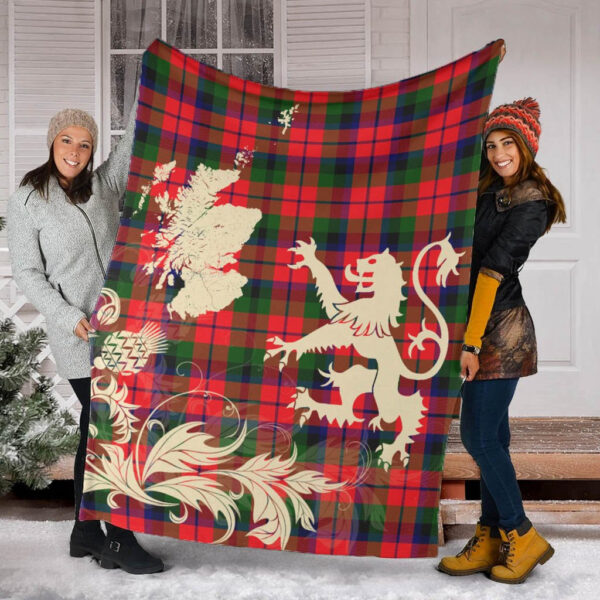 MacNaughton Modern Clan Blanket, Scottish Tartan MacNaughton Modern Clans Blanket Thistle Map Style - Image 2