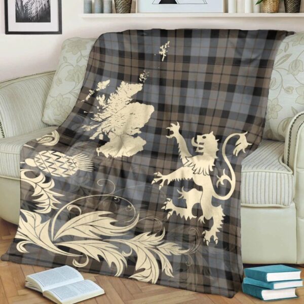 MacKay Weathered Clan Blanket, Scottish Tartan MacKay Weathered Clans Blanket Thistle Map Style - Image 4