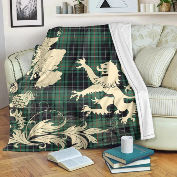 MacAulay Hunting Ancient Clan Blanket, Scottish Tartan MacAulay Hunting Ancient Clans Blanket Thistle Map Style - Image 5