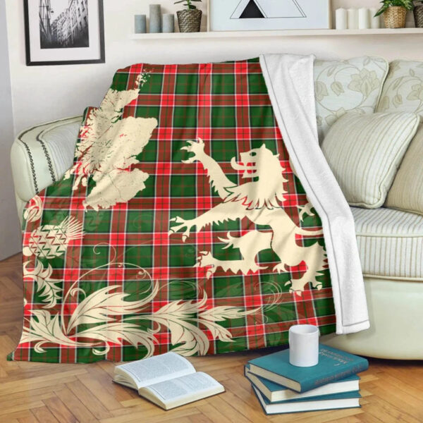 Pollock Modern Clan Blanket, Scottish Tartan Pollock Modern Clans Blanket Thistle Map Style - Image 5