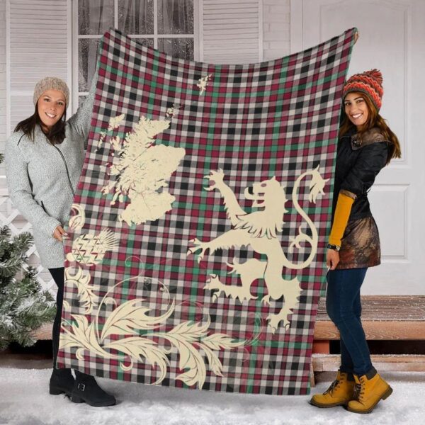 Borthwick Dress Ancient Clan Blanket, Scottish Tartan Borthwick Dress Ancient Clans Blanket Thistle Map Style - Image 2