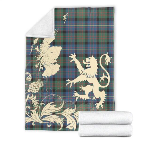 Cameron of Erracht Ancient Clan Blanket, Scottish Tartan Cameron of Erracht Ancient Clans Blanket Thistle Map Style