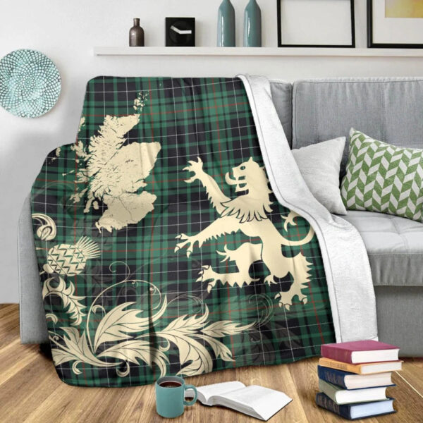 MacAulay Hunting Ancient Clan Blanket, Scottish Tartan MacAulay Hunting Ancient Clans Blanket Thistle Map Style - Image 3