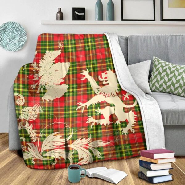 Leask Clan Blanket, Scottish Tartan Leask Clans Blanket Thistle Map Style - Image 3