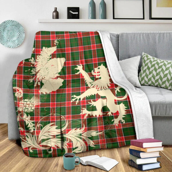 Pollock Modern Clan Blanket, Scottish Tartan Pollock Modern Clans Blanket Thistle Map Style - Image 3