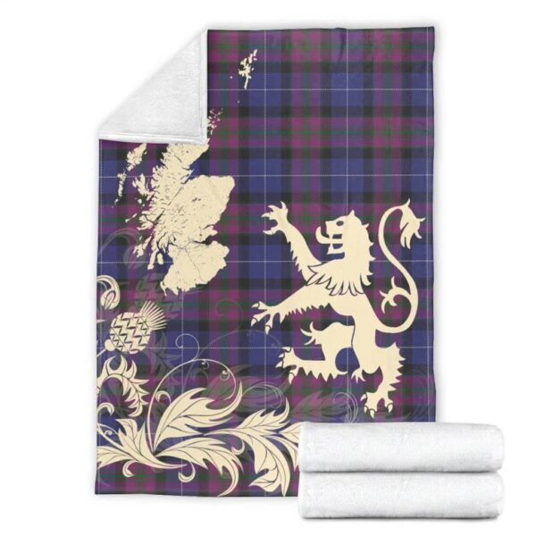 Pride of Scotland Clan Blanket, Scottish Tartan Pride of Scotland Clans Blanket Thistle Map Style