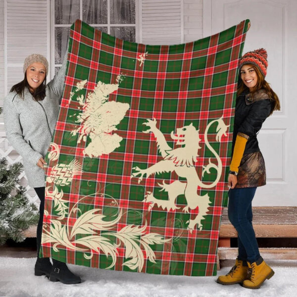 Pollock Modern Clan Blanket, Scottish Tartan Pollock Modern Clans Blanket Thistle Map Style - Image 2