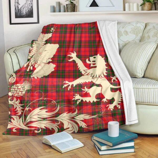 Grant Modern Clan Blanket, Scottish Tartan Grant Modern Clans Blanket Thistle Map Style - Image 5