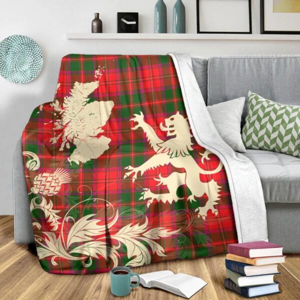 Crief District Clan Blanket, Scottish Tartan Crief District Clans Blanket Thistle Map Style - Image 3