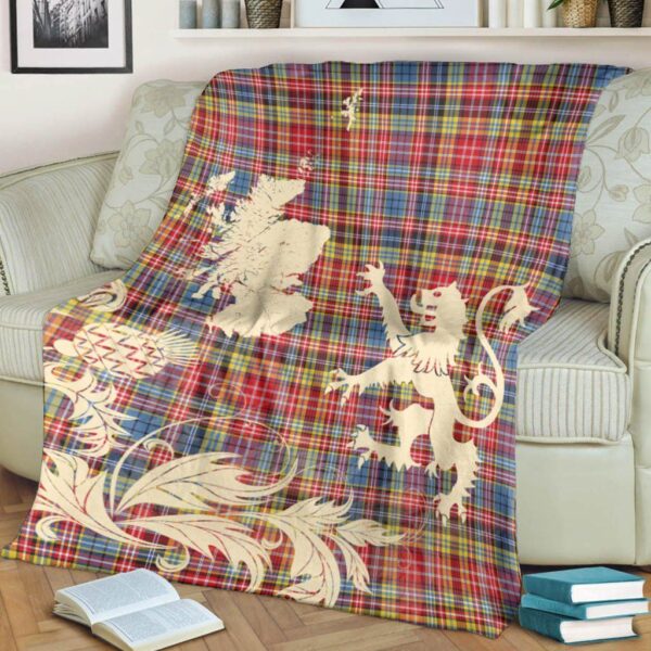 Drummond of Strathallan Clan Blanket, Scottish Tartan Drummond of Strathallan Clans Blanket Thistle Map Style - Image 4