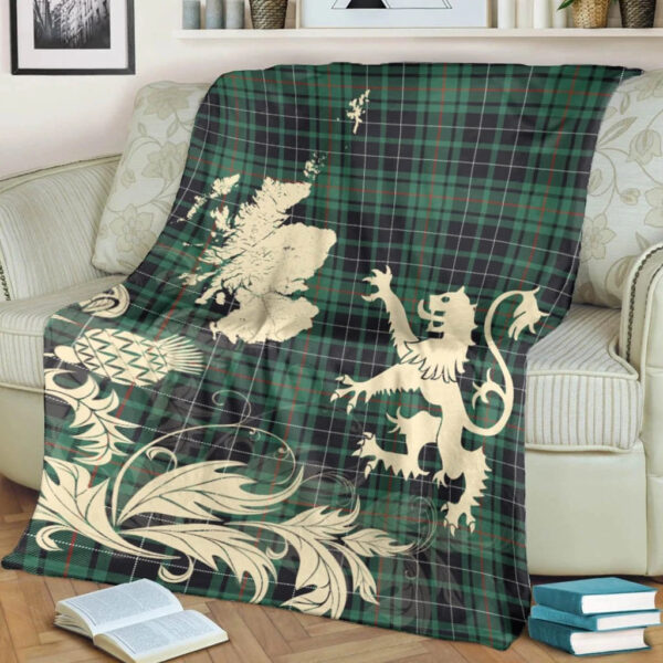 MacAulay Hunting Ancient Clan Blanket, Scottish Tartan MacAulay Hunting Ancient Clans Blanket Thistle Map Style - Image 4