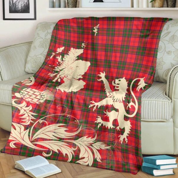 Grant Modern Clan Blanket, Scottish Tartan Grant Modern Clans Blanket Thistle Map Style - Image 4