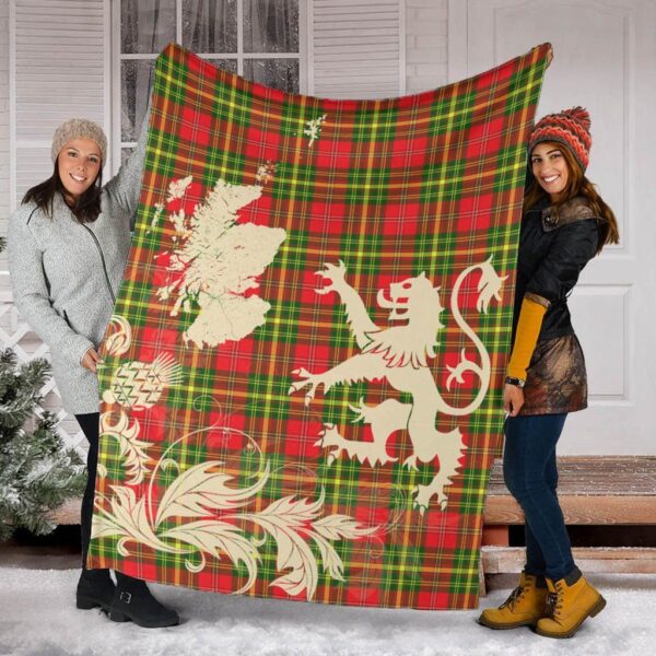 Leask Clan Blanket, Scottish Tartan Leask Clans Blanket Thistle Map Style - Image 2