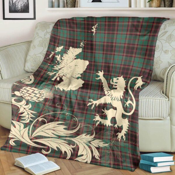 Buchan Modern Clan Blanket, Scottish Tartan Buchan Modern Clans Blanket Thistle Map Style - Image 4