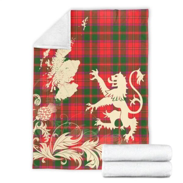 Crief District Clan Blanket, Scottish Tartan Crief District Clans Blanket Thistle Map Style