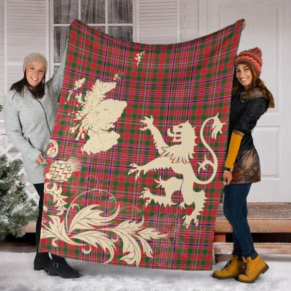 MacAlister Modern Clan Blanket, Scottish Tartan MacAlister Modern Clans Blanket Thistle Map Style - Image 2