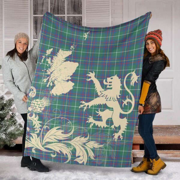 Inglis Ancient Clan Blanket, Scottish Tartan Inglis Ancient Clans Blanket Thistle Map Style - Image 2