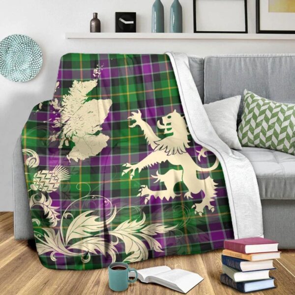 Selkirk Clan Blanket, Scottish Tartan Selkirk Clans Blanket Thistle Map Style - Image 3