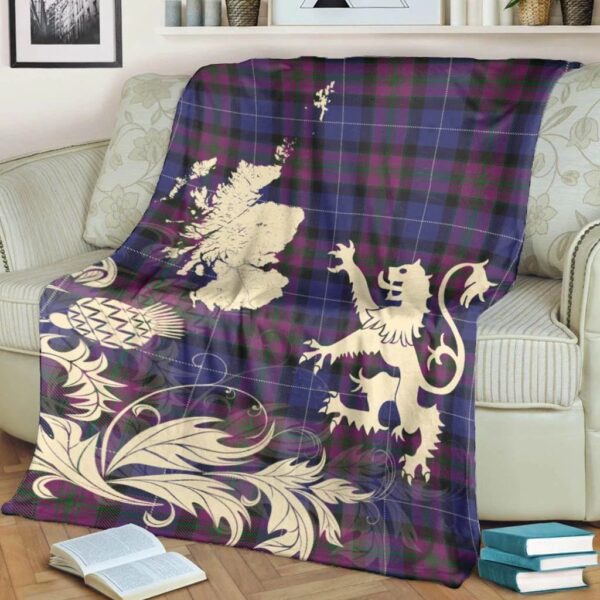 Pride of Scotland Clan Blanket, Scottish Tartan Pride of Scotland Clans Blanket Thistle Map Style - Image 4