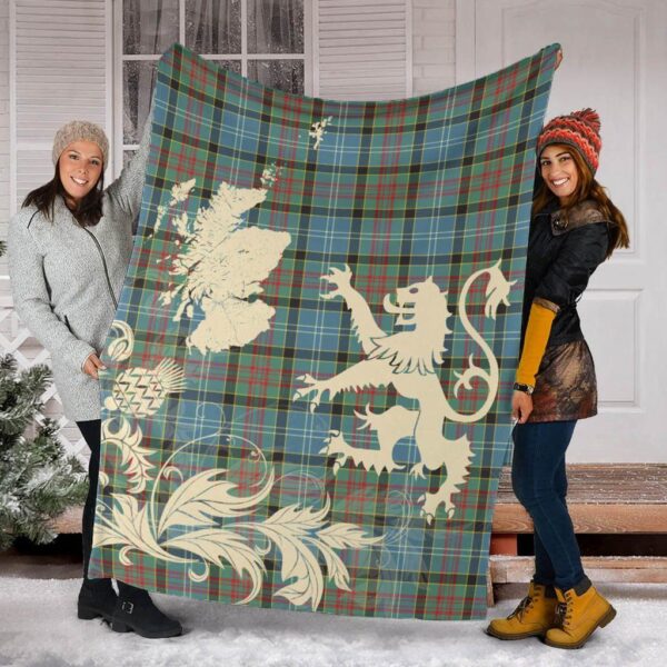 Paisley District Clan Blanket, Scottish Tartan Paisley District Clans Blanket Thistle Map Style - Image 2