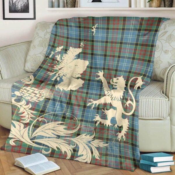 Paisley District Clan Blanket, Scottish Tartan Paisley District Clans Blanket Thistle Map Style - Image 4