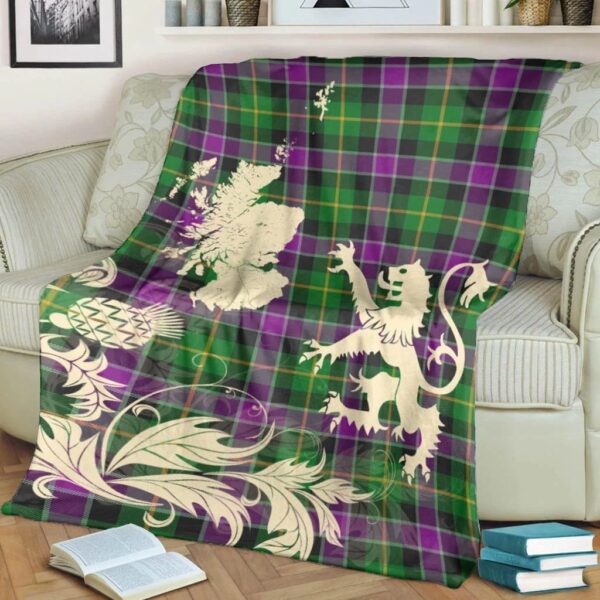 Selkirk Clan Blanket, Scottish Tartan Selkirk Clans Blanket Thistle Map Style - Image 4