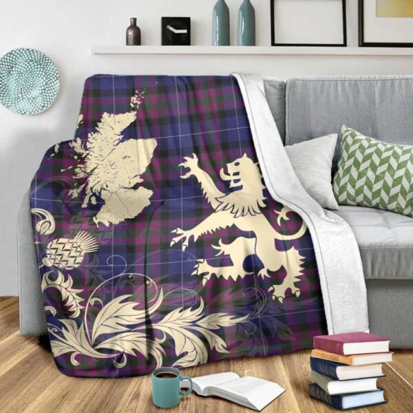 Pride of Scotland Clan Blanket, Scottish Tartan Pride of Scotland Clans Blanket Thistle Map Style - Image 3