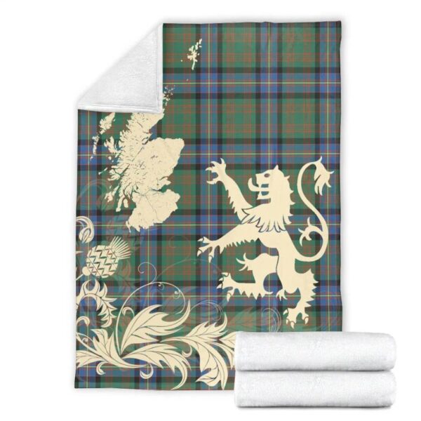 Cochrane Ancient Clan Blanket, Scottish Tartan Cochrane Ancient Clans Blanket Thistle Map Style