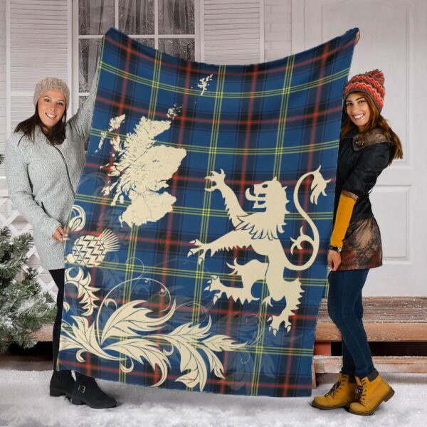 Grewar Clan Blanket, Scottish Tartan Grewar Clans Blanket Thistle Map Style - Image 2