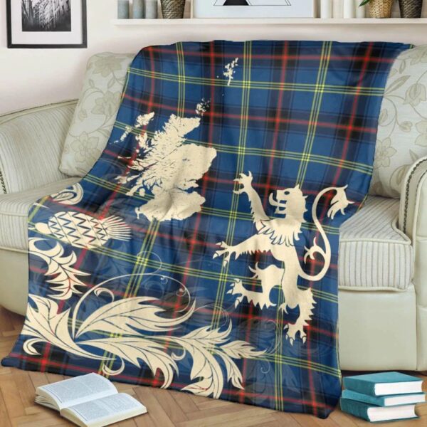 Grewar Clan Blanket, Scottish Tartan Grewar Clans Blanket Thistle Map Style - Image 4