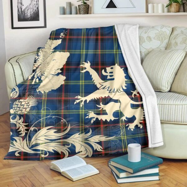 Grewar Clan Blanket, Scottish Tartan Grewar Clans Blanket Thistle Map Style - Image 5