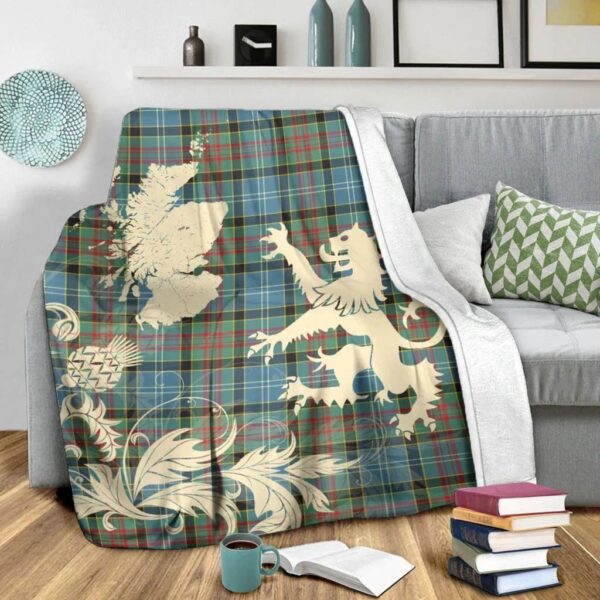 Paisley District Clan Blanket, Scottish Tartan Paisley District Clans Blanket Thistle Map Style - Image 3