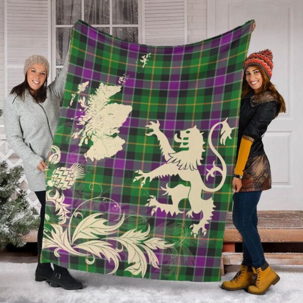 Selkirk Clan Blanket, Scottish Tartan Selkirk Clans Blanket Thistle Map Style - Image 2