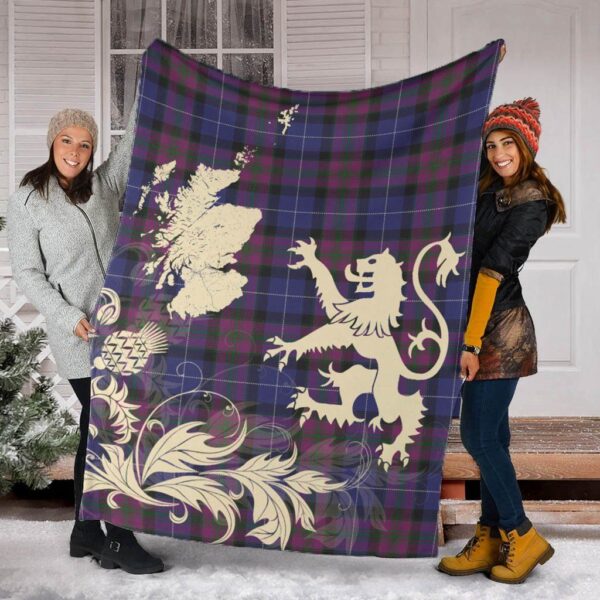 Pride of Scotland Clan Blanket, Scottish Tartan Pride of Scotland Clans Blanket Thistle Map Style - Image 2