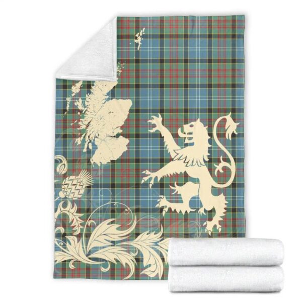 Paisley District Clan Blanket, Scottish Tartan Paisley District Clans Blanket Thistle Map Style