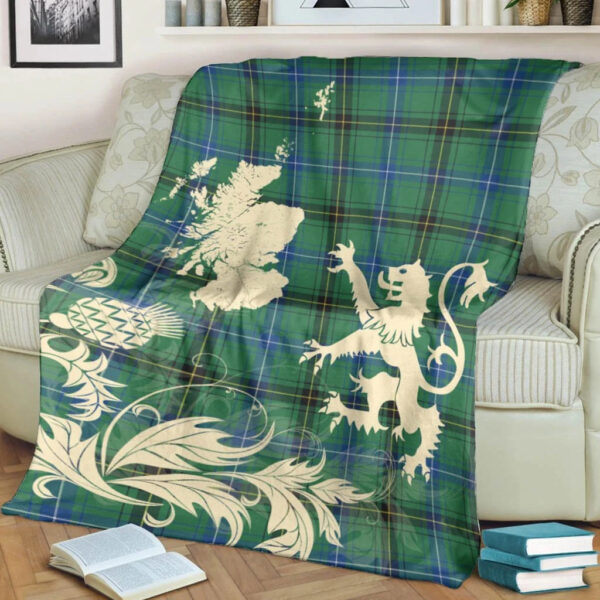 Henderson Ancient Clan Blanket, Scottish Tartan Henderson Ancient Clans Blanket Thistle Map Style - Image 4