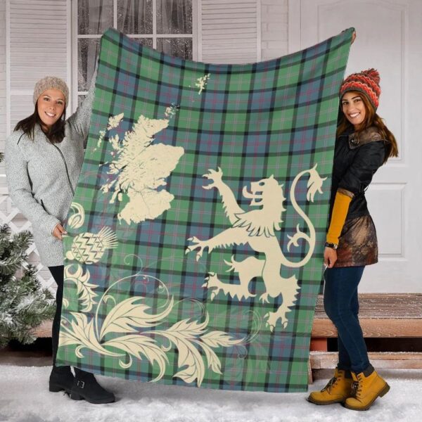 MacThomas Ancient Clan Blanket, Scottish Tartan MacThomas Ancient Clans Blanket Thistle Map Style - Image 2