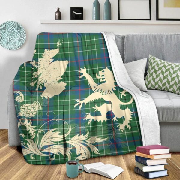 Duncan Ancient Clan Blanket, Scottish Tartan Duncan Ancient Clans Blanket Thistle Map Style - Image 3