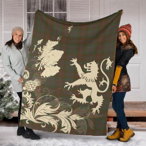 Gray Clan Blanket, Scottish Tartan Gray Clans Blanket Thistle Map Style - Image 2