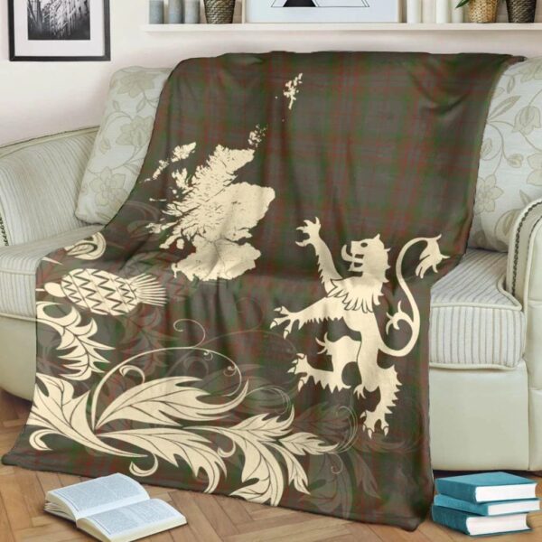 Gray Clan Blanket, Scottish Tartan Gray Clans Blanket Thistle Map Style - Image 4