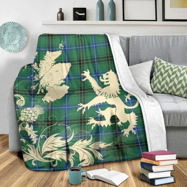 Henderson Ancient Clan Blanket, Scottish Tartan Henderson Ancient Clans Blanket Thistle Map Style - Image 3