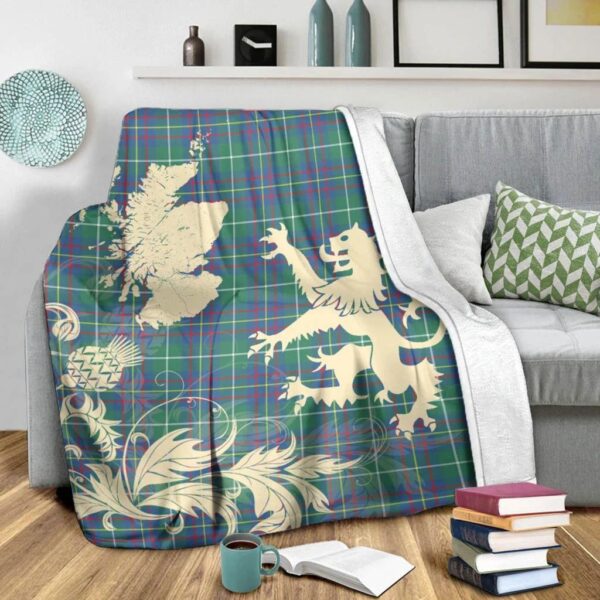 Inglis Ancient Clan Blanket, Scottish Tartan Inglis Ancient Clans Blanket Thistle Map Style - Image 3