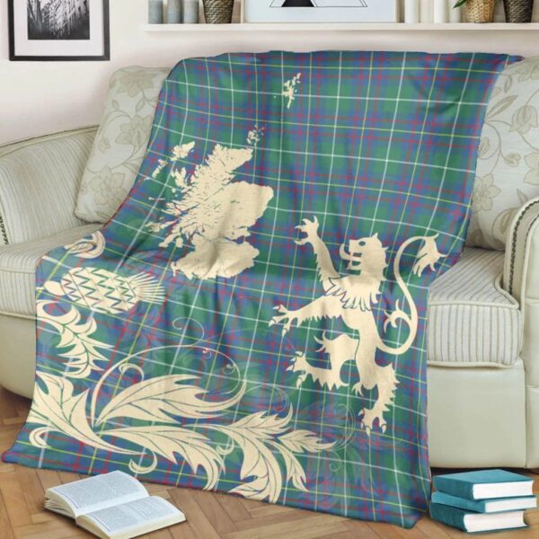 Inglis Ancient Clan Blanket, Scottish Tartan Inglis Ancient Clans Blanket Thistle Map Style - Image 4