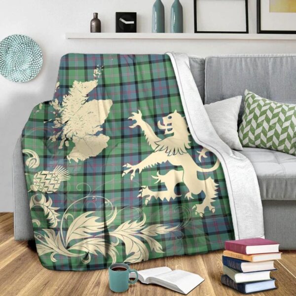 MacThomas Ancient Clan Blanket, Scottish Tartan MacThomas Ancient Clans Blanket Thistle Map Style - Image 3